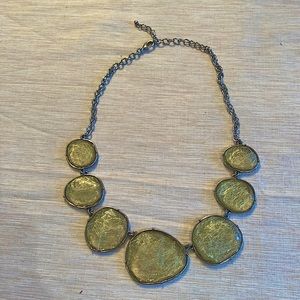 Boutique gorgeous silver chain necklace with light green jewel toned ovals.